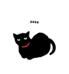 赤い首輪の黒猫 10文字カスタム（個別スタンプ：21）