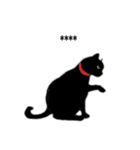 赤い首輪の黒猫 10文字カスタム（個別スタンプ：23）