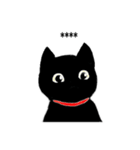 赤い首輪の黒猫 10文字カスタム（個別スタンプ：39）