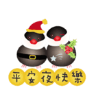 かわいい黒と白の鳥（クリスマス）（個別スタンプ：3）