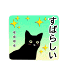 シンプル黒猫☆カスタムスタンプ（個別スタンプ：23）