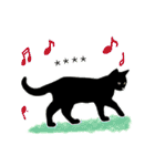 シンプル黒猫☆カスタムスタンプ（個別スタンプ：25）