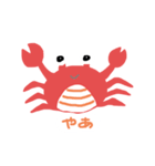 かにさんこんにちは、ねこちゃんもいるよ（個別スタンプ：1）