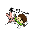 キュートな男の子とうさぎ（個別スタンプ：18）