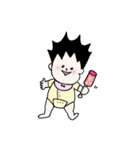 髪が立っている赤ちゃんのスタンプ（個別スタンプ：33）