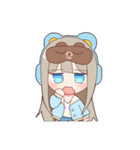 ゴロゴロ、クマヘッドセット！（個別スタンプ：14）