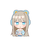 ゴロゴロ、クマヘッドセット！（個別スタンプ：21）