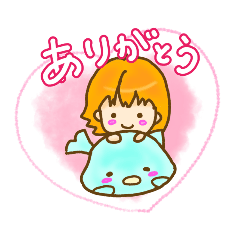 [LINEスタンプ] イルカと女の子(Summer)