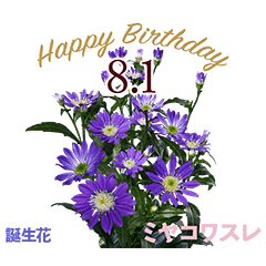 [LINEスタンプ] 8月誕生日の友達に誕生花でHappy Birthdayの画像（メイン）