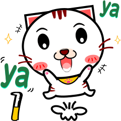 [LINEスタンプ] 小さな白い猫-猫の言語