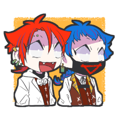 [LINEスタンプ] 青色と赤色の兄弟