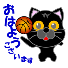 [LINEスタンプ] 黒猫のバスケットボールの画像（メイン）