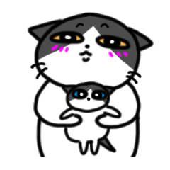[LINEスタンプ] 白黒ハチワレ猫と子分