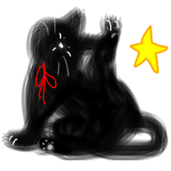 [LINEスタンプ] 赤リボンの黒猫スタンプ