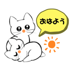 [LINEスタンプ] 記号猫 白猫ちゃん3
