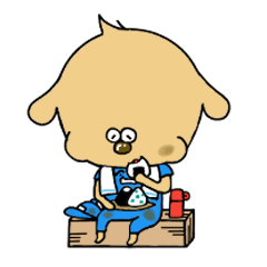 [LINEスタンプ] つなぎを着た犬