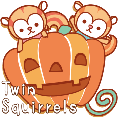 [LINEスタンプ] 「Twin Squirrels」秋にはしゃぐ子リスたちの画像（メイン）