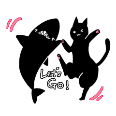 [LINEスタンプ] ネコさんとサメくんの画像（メイン）