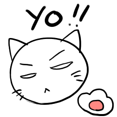 [LINEスタンプ] 白バージョンのネコのO.J