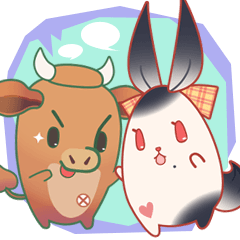 [LINEスタンプ] 兎と牛の日常
