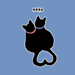 [LINEスタンプ] 赤い首輪の黒猫 10文字カスタム