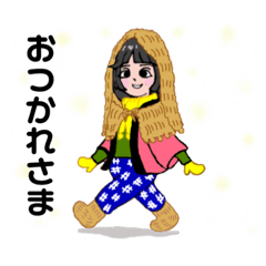 [LINEスタンプ] 座敷のY子さんの冬休みの画像（メイン）
