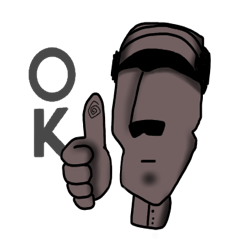 [LINEスタンプ] バーコード頭（モアイ）