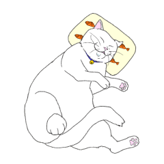 [LINEスタンプ] しろネコ もん助