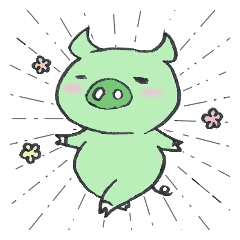 [LINEスタンプ] みどりブタ