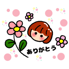 [LINEスタンプ] ボブガール（水玉）