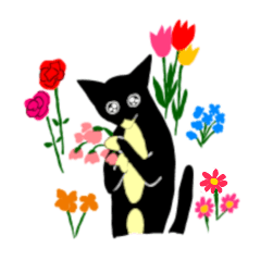 [LINEスタンプ] 猫とお花