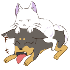 [LINEスタンプ] 元気な犬とムカつく猫